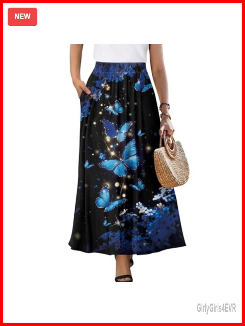 Women's High Waisted Pleated Midi Skirt with Pockets Breathable Boho Maxi Skort